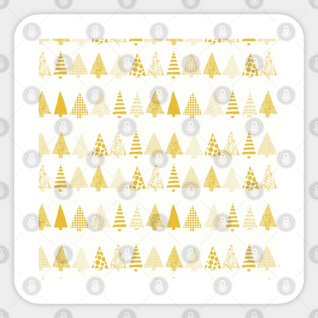 Golden textured Christmas tree silhouettes on white Sticker by Sandra Hutter Designs